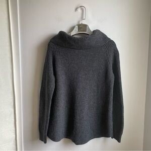 Grey Merino Wool Turtle Neck Knit Sweater-Tahari-Size S